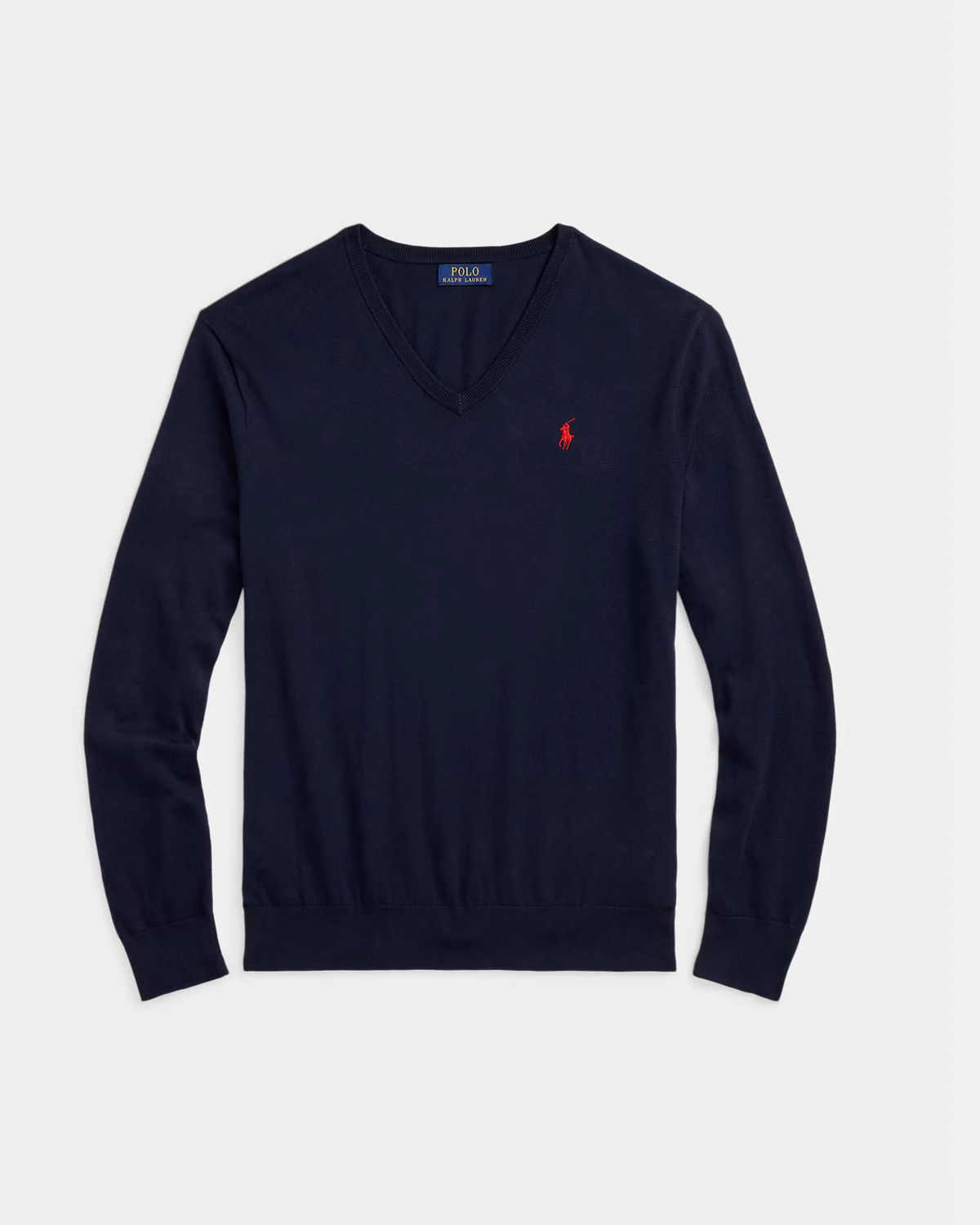 Suéter de algodón cuello en V azul marino