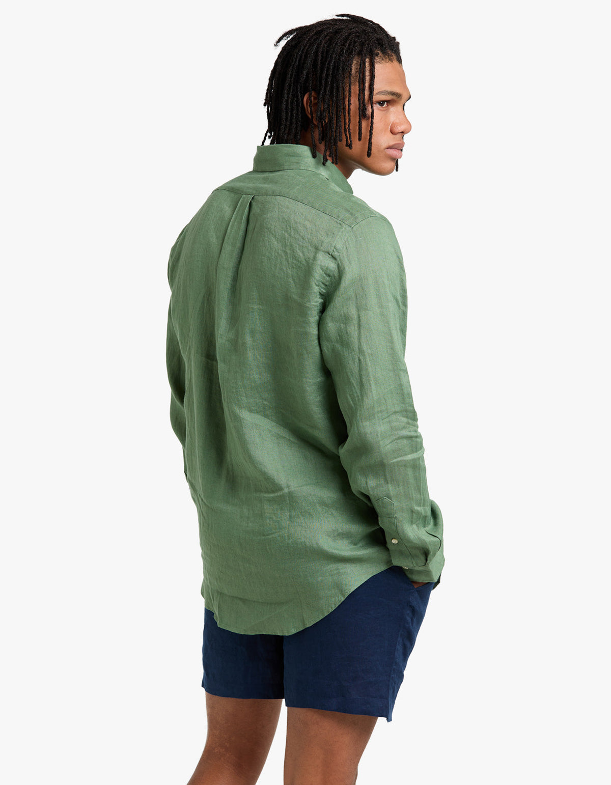 Camisa de lino verde militar