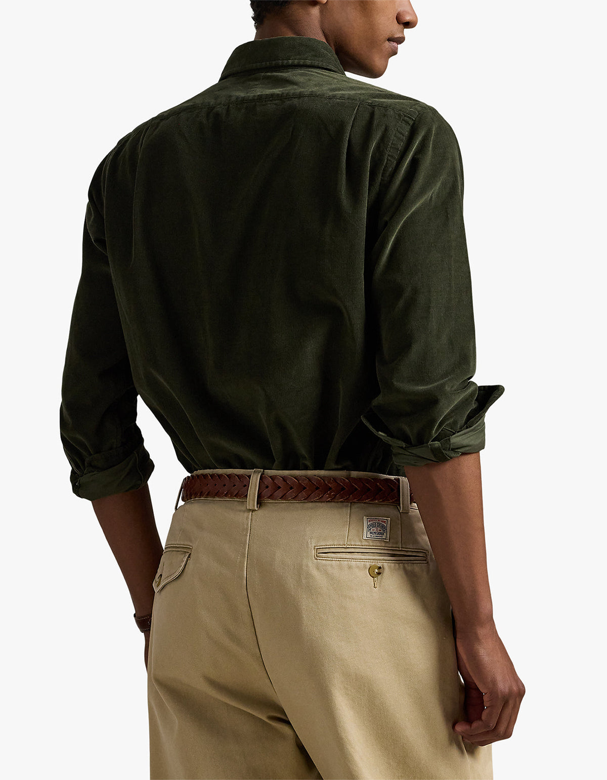 Camisa de cotelé verde oliva