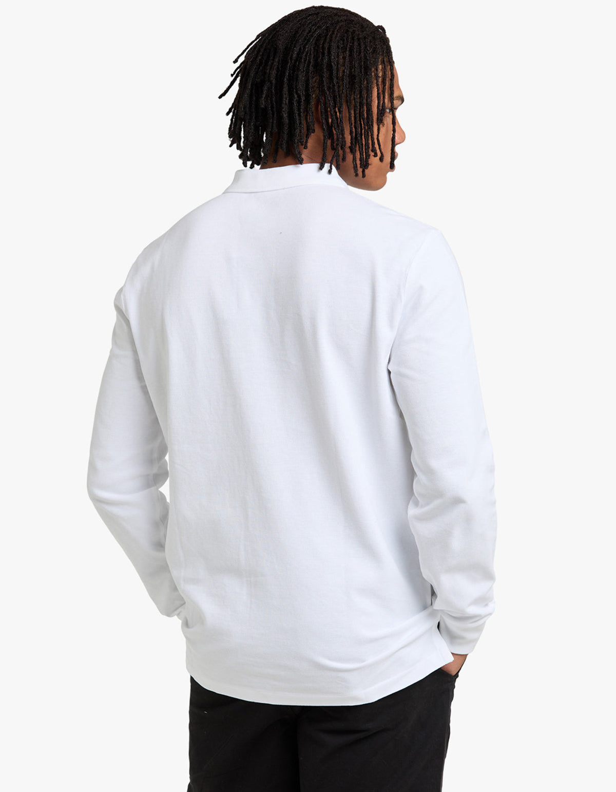 Polo de piqué manga larga corte slim blanco