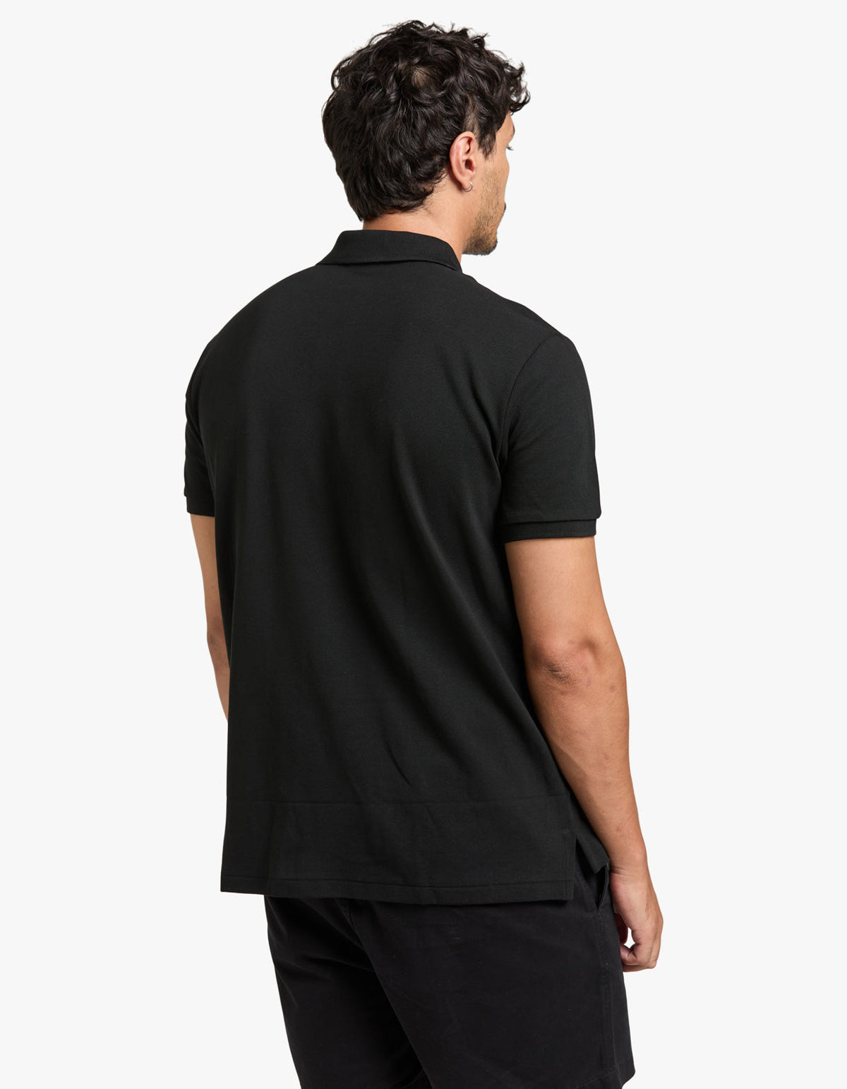 Polo de piqué manga corta corte slim negro