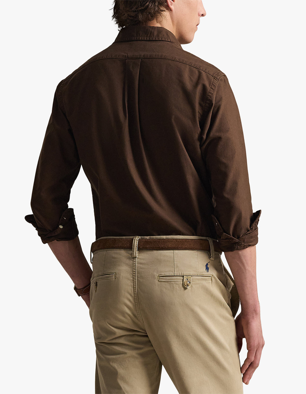 Camisa Oxford teñida café nuez