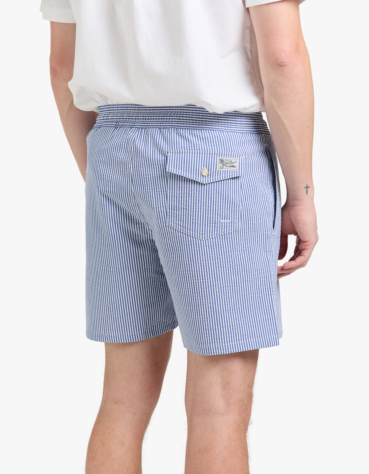 Short de baño clásico azul seersucker