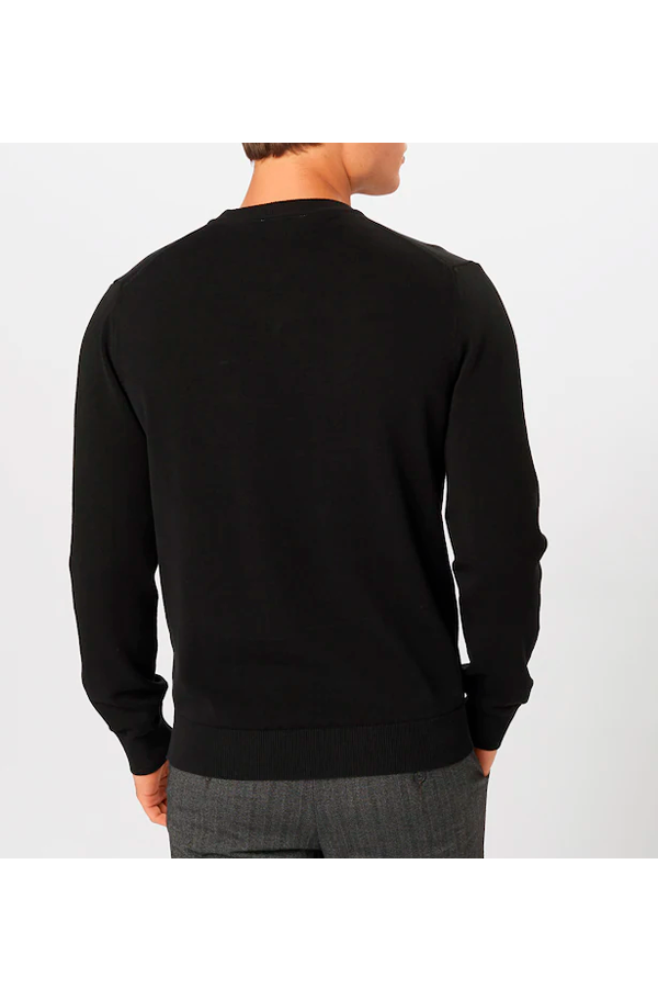 Suéter de punto cuello en V negro