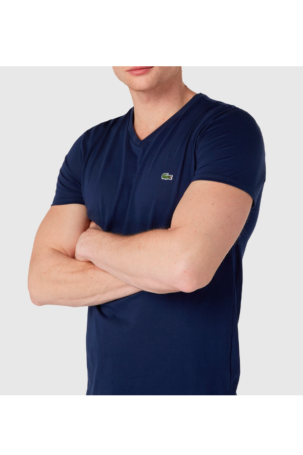 Polera cuello en V azul marino