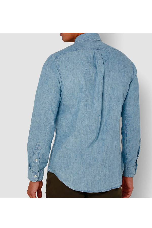 Camisa de mezclilla chambray azul lavado
