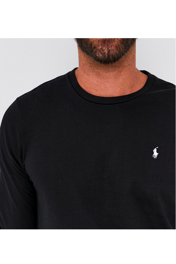Polera manga larga cuello redondo negra