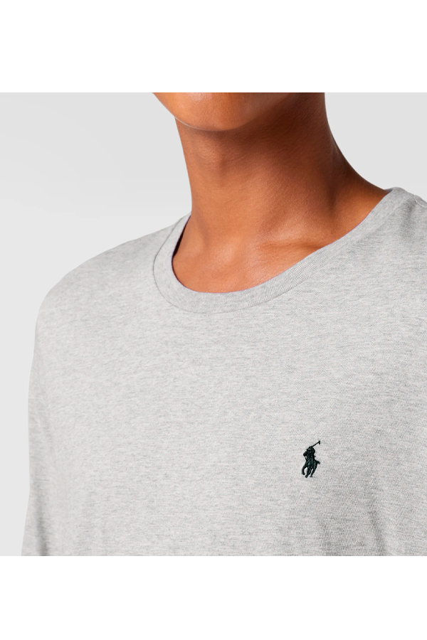 Polera manga larga cuello redondo gris
