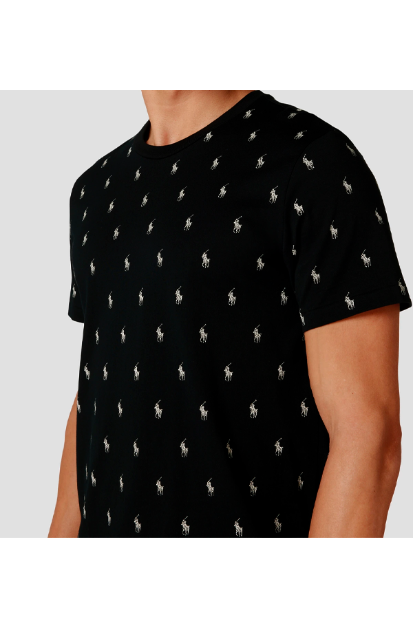 Polera con estampado de puntos negra