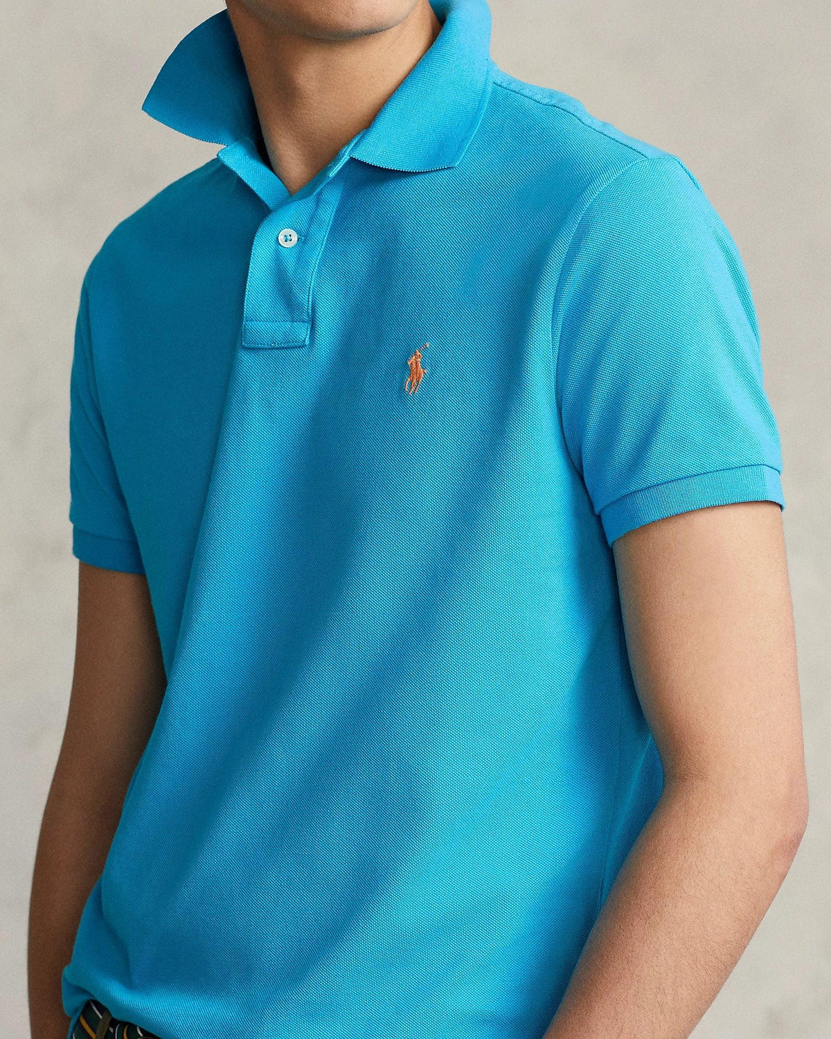 Polo de piqué turquesa