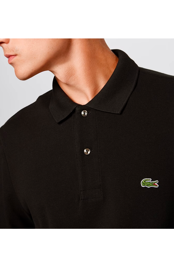 Polo de piqué manga larga negro