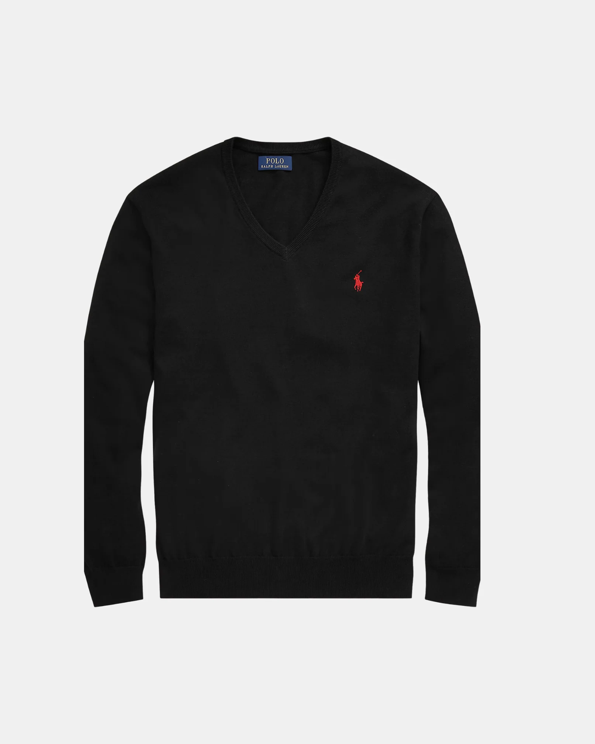 Suéter de algodón cuello en V negro