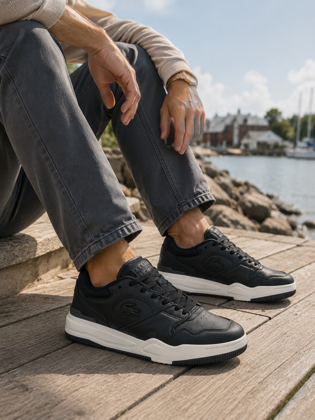 Zapatillas de cuero deportivas negras