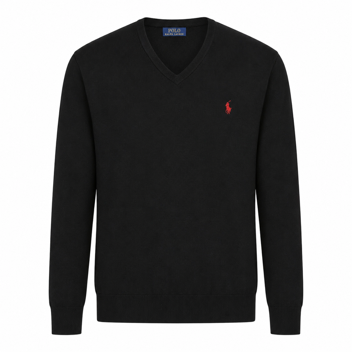 Suéter de algodón cuello en V negro