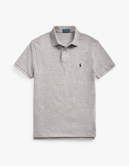 Polo de piqué manga corta corte slim gris jaspeado