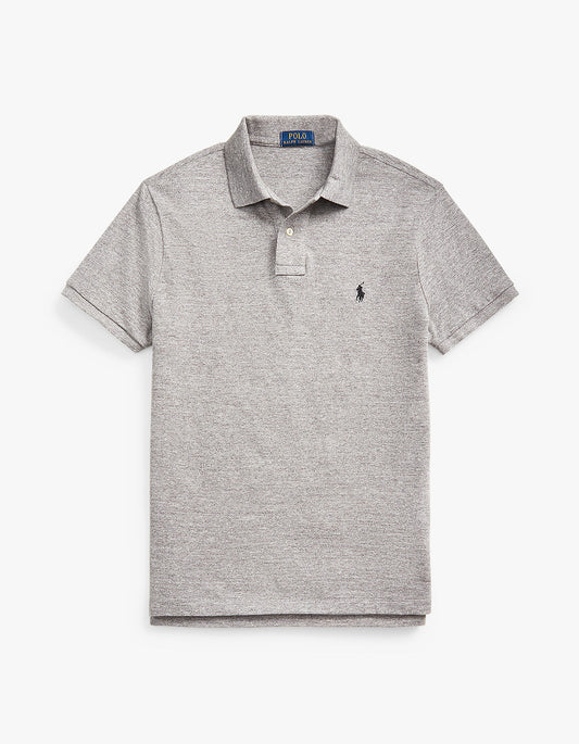 Polo de piqué manga corta corte slim gris jaspeado
