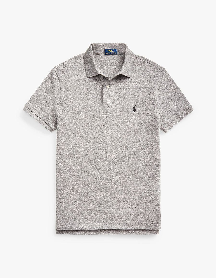 Polo de piqué manga corta corte slim gris jaspeado