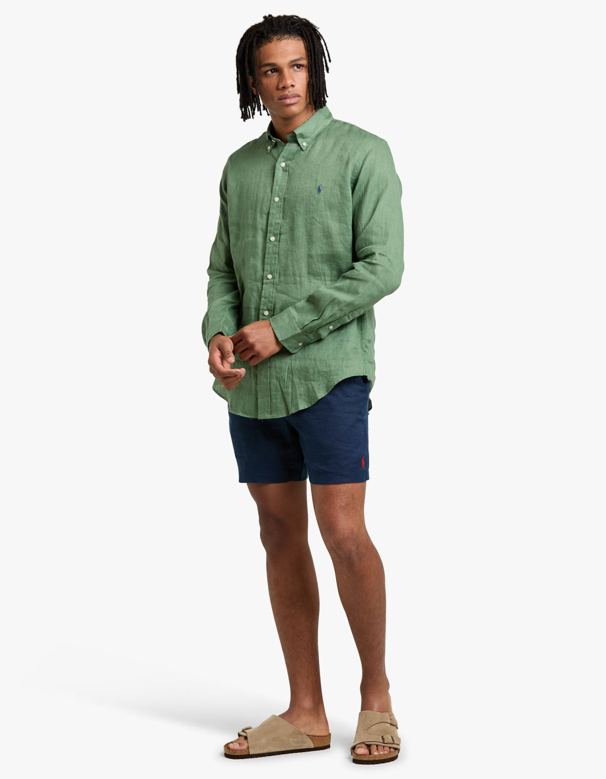 Camisa de lino verde militar