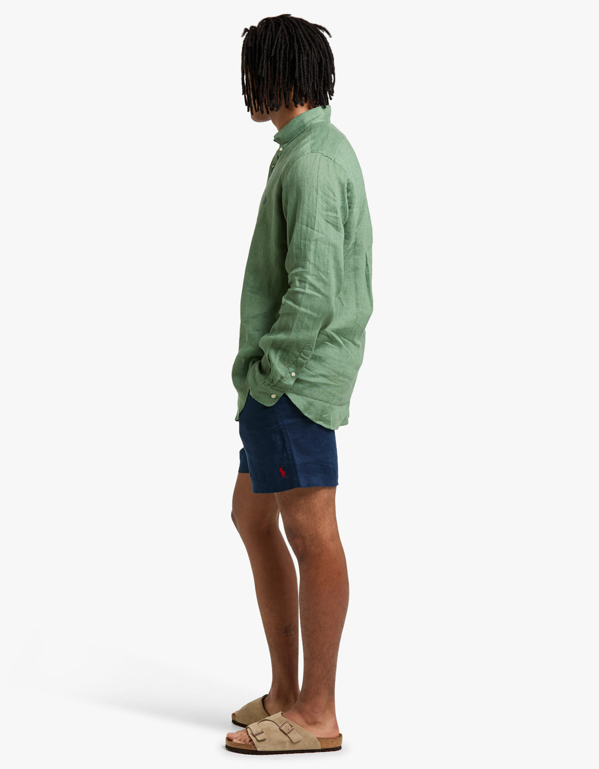 Camisa de lino verde militar