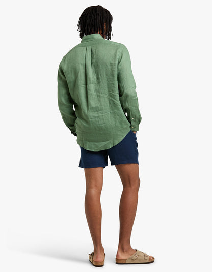 Camisa de lino verde militar