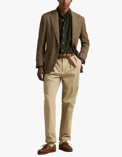 Camisa de cotelé verde oliva