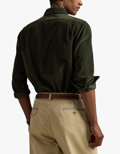 Camisa de cotelé verde oliva