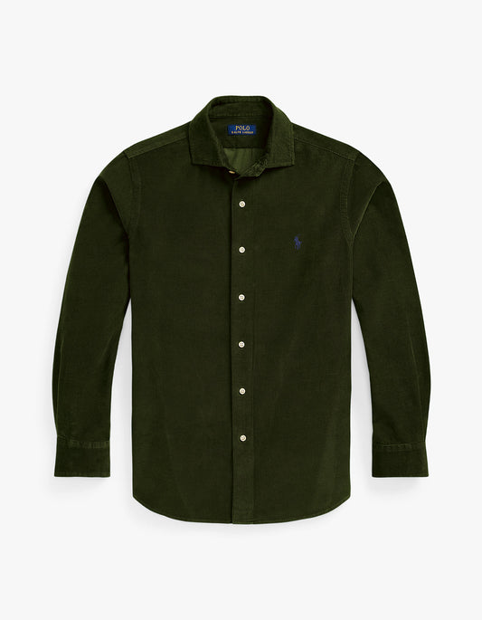 Camisa de cotelé verde oliva