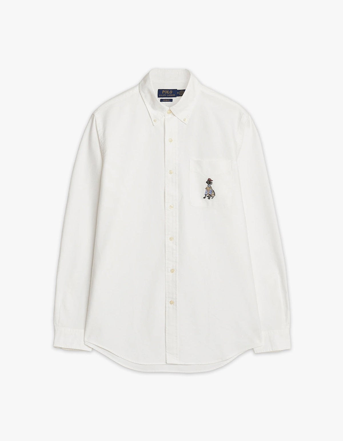 Camisa Oxford con bordado de labrador blanca