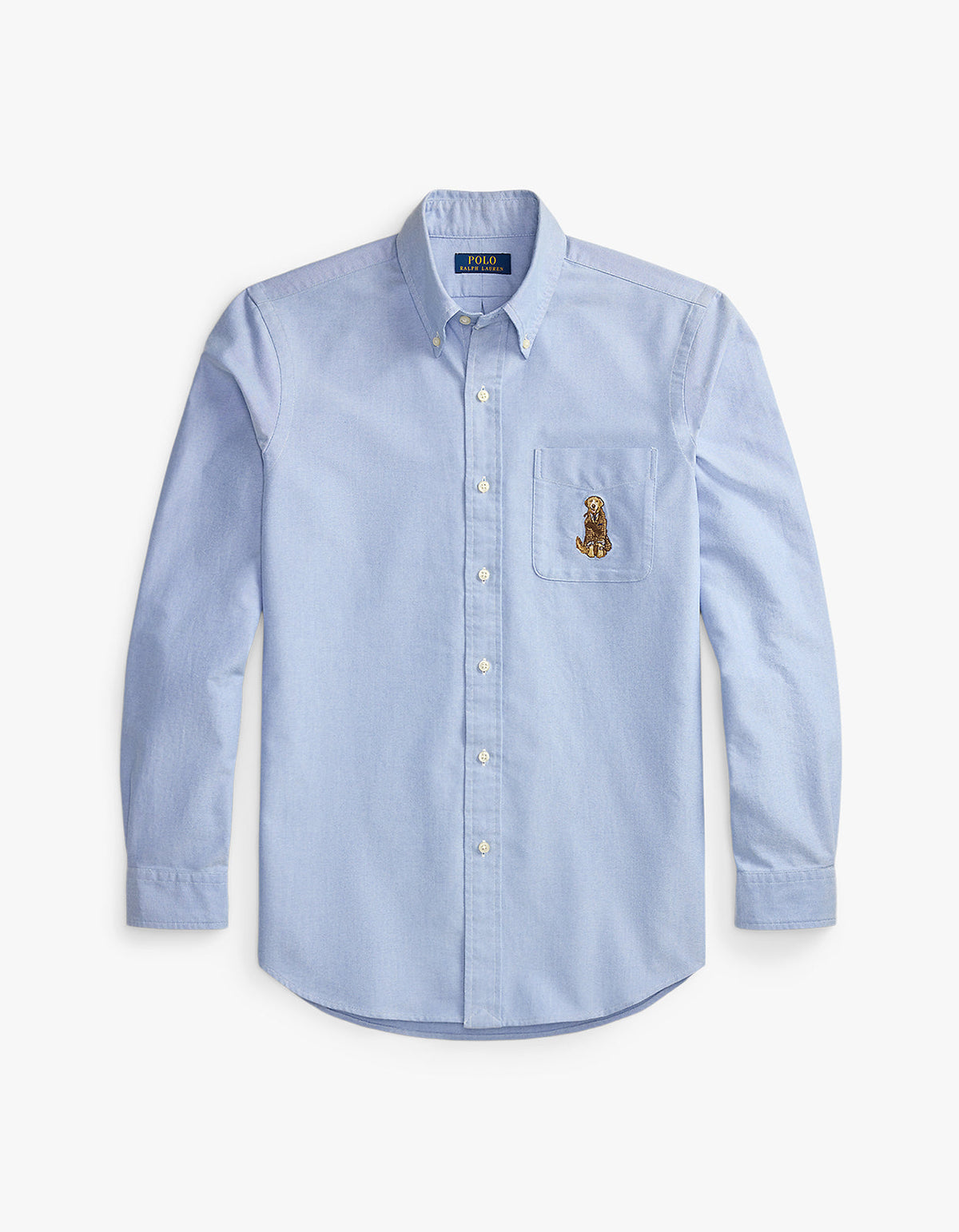 Camisa Oxford con bordado de perro azul
