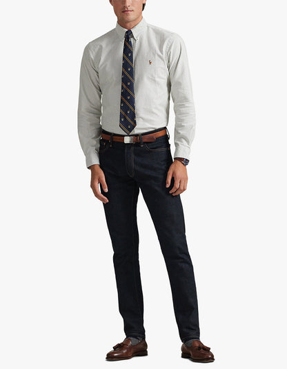 Camisa Oxford a rayas verde y blanco