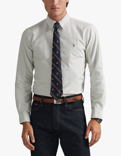 Camisa Oxford a rayas verde y blanco