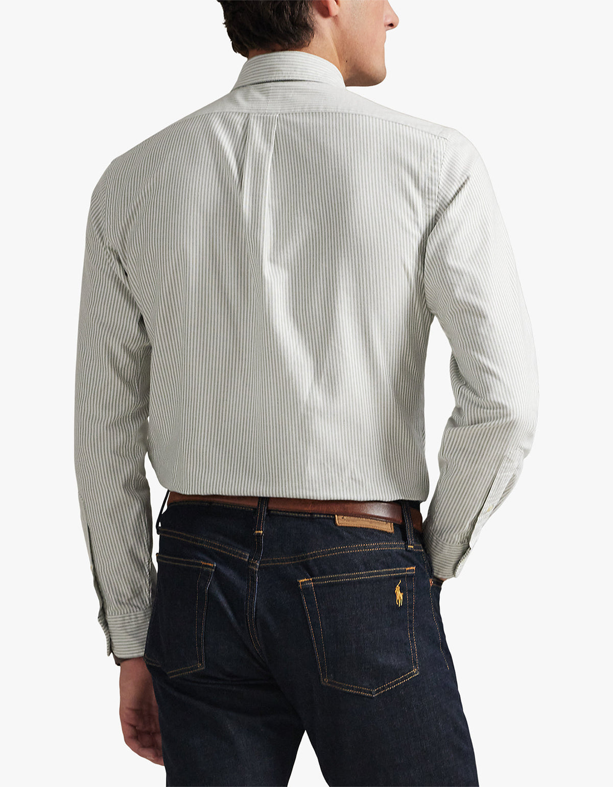 Camisa Oxford a rayas verde y blanco