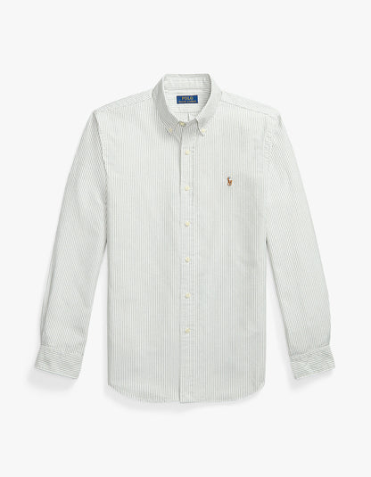 Camisa Oxford a rayas verde y blanco