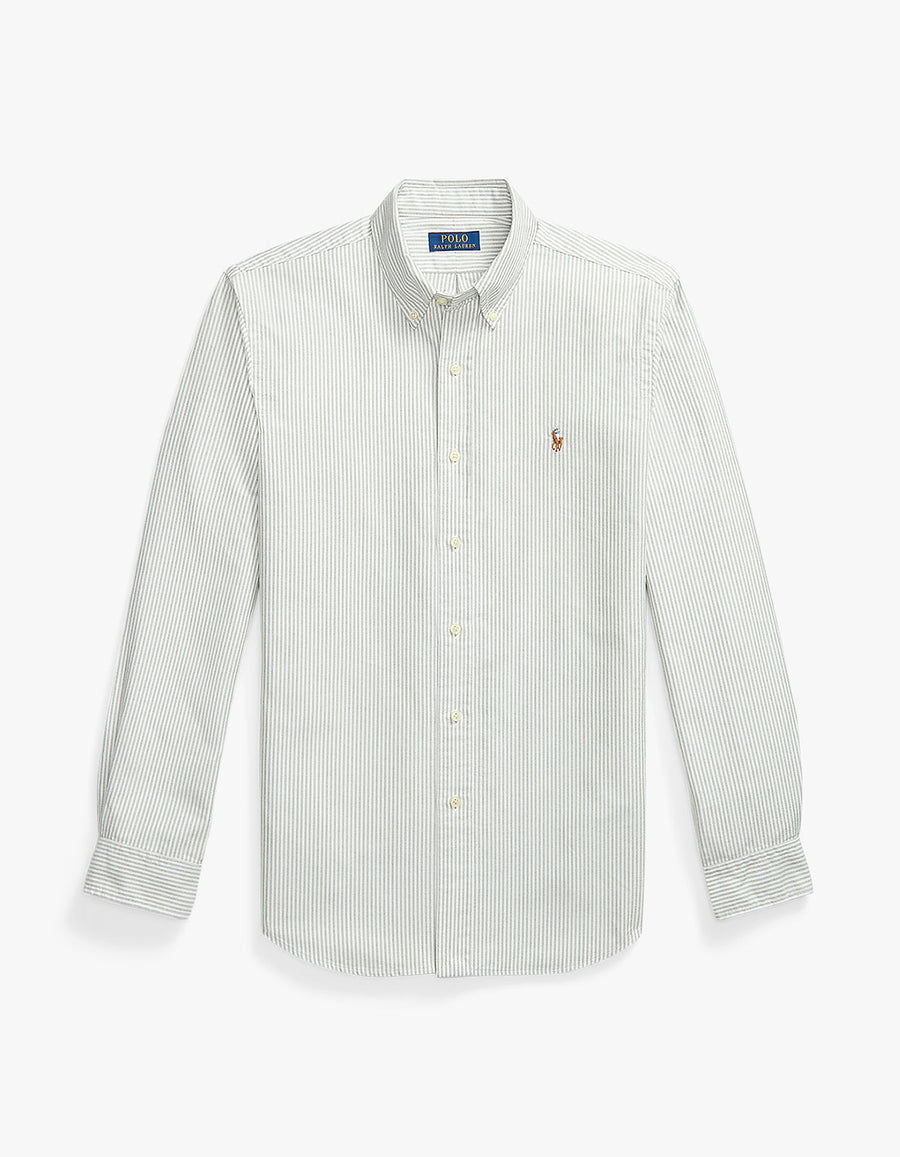 Camisa Oxford a rayas verde y blanco