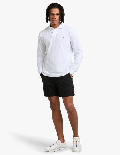 Polo de piqué manga larga corte slim blanco