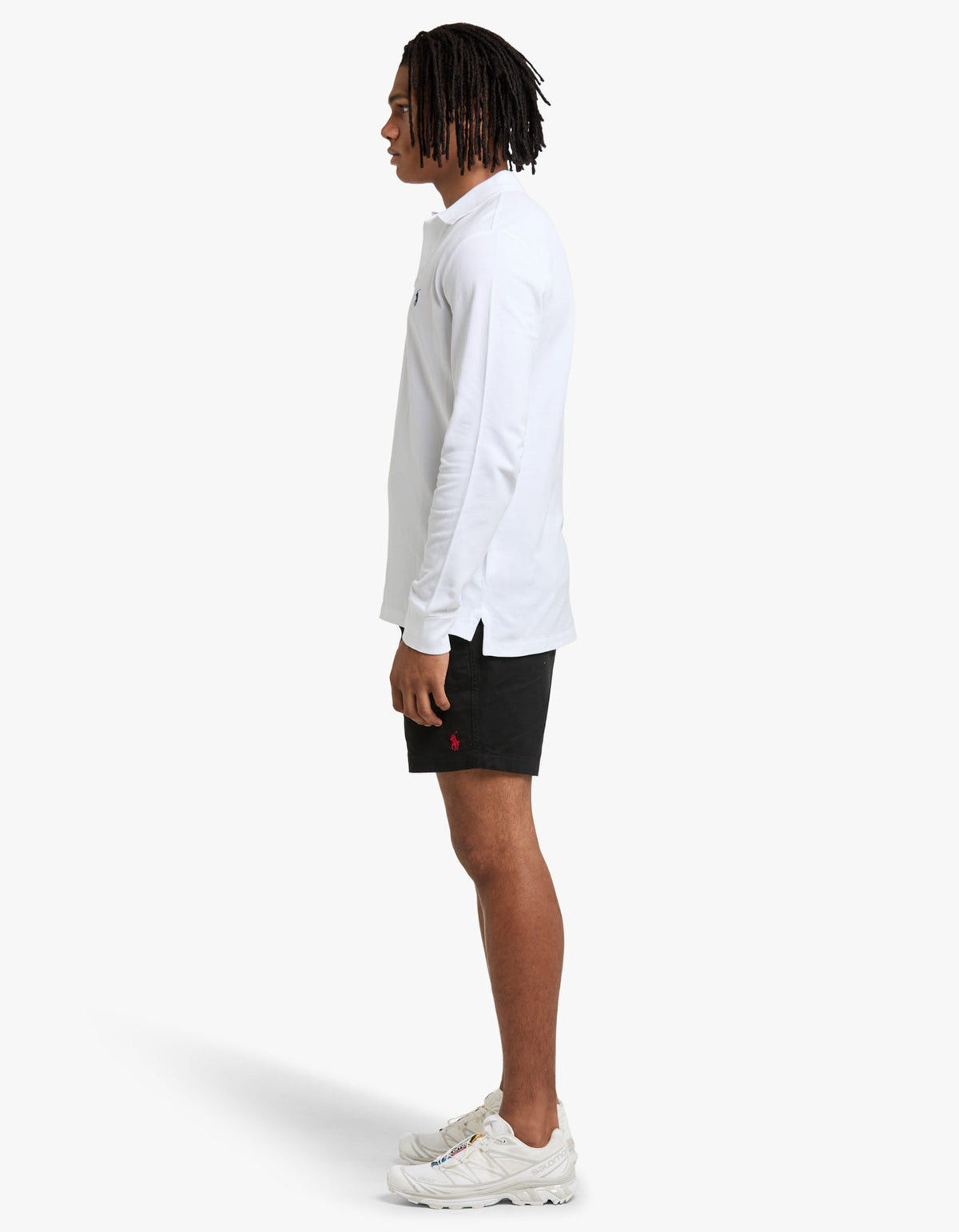 Polo de piqué manga larga corte slim blanco