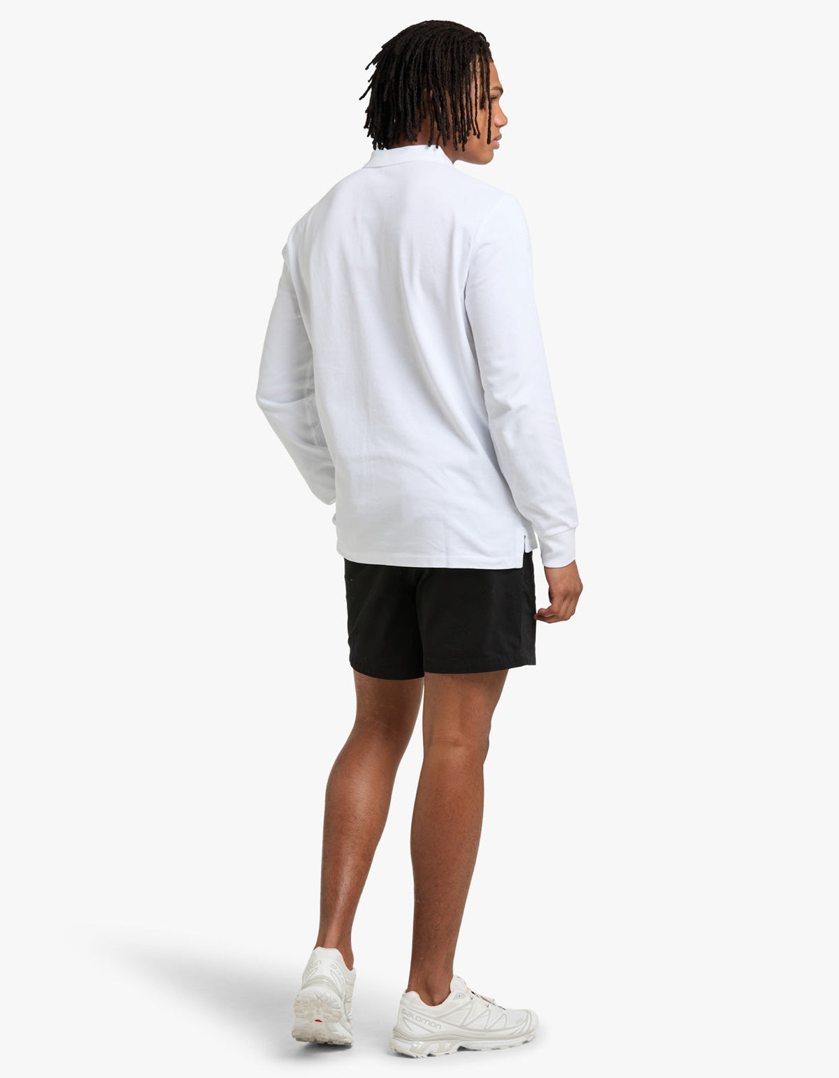 Polo de piqué manga larga corte slim blanco