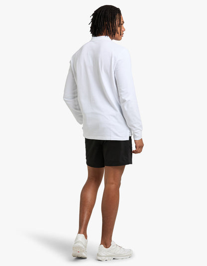Polo de piqué manga larga corte slim blanco