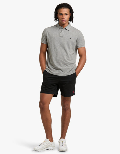 Polo de piqué manga corta corte slim gris jaspeado