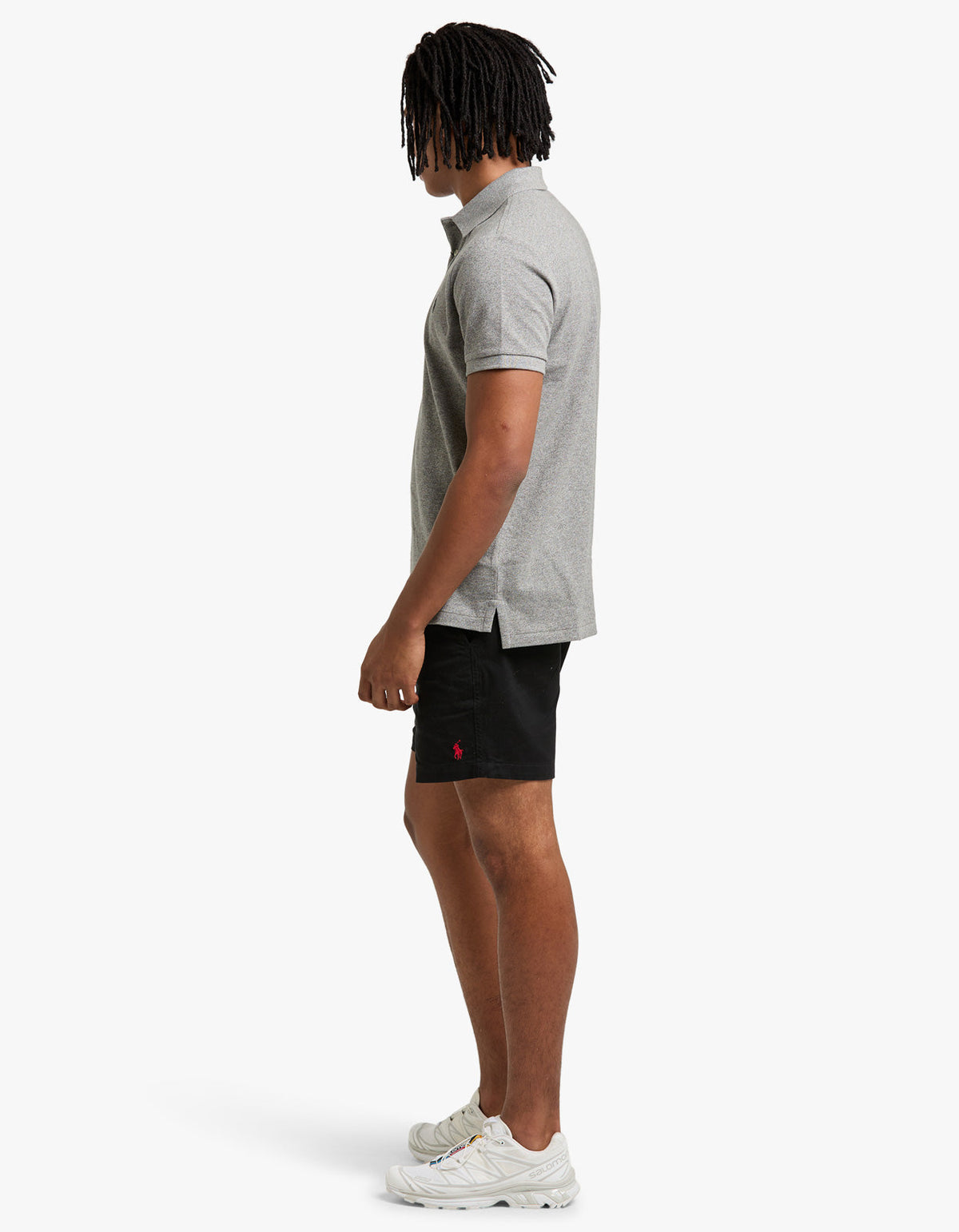 Polo de piqué manga corta corte slim gris jaspeado