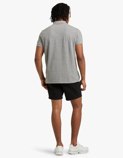 Polo de piqué manga corta corte slim gris jaspeado