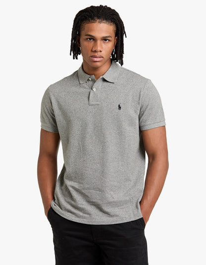 Polo de piqué manga corta corte slim gris jaspeado
