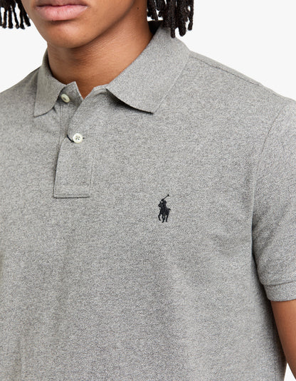 Polo de piqué manga corta corte slim gris jaspeado