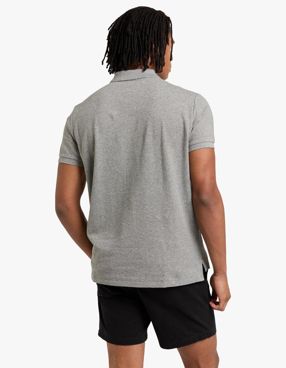 Polo de piqué manga corta corte slim gris jaspeado
