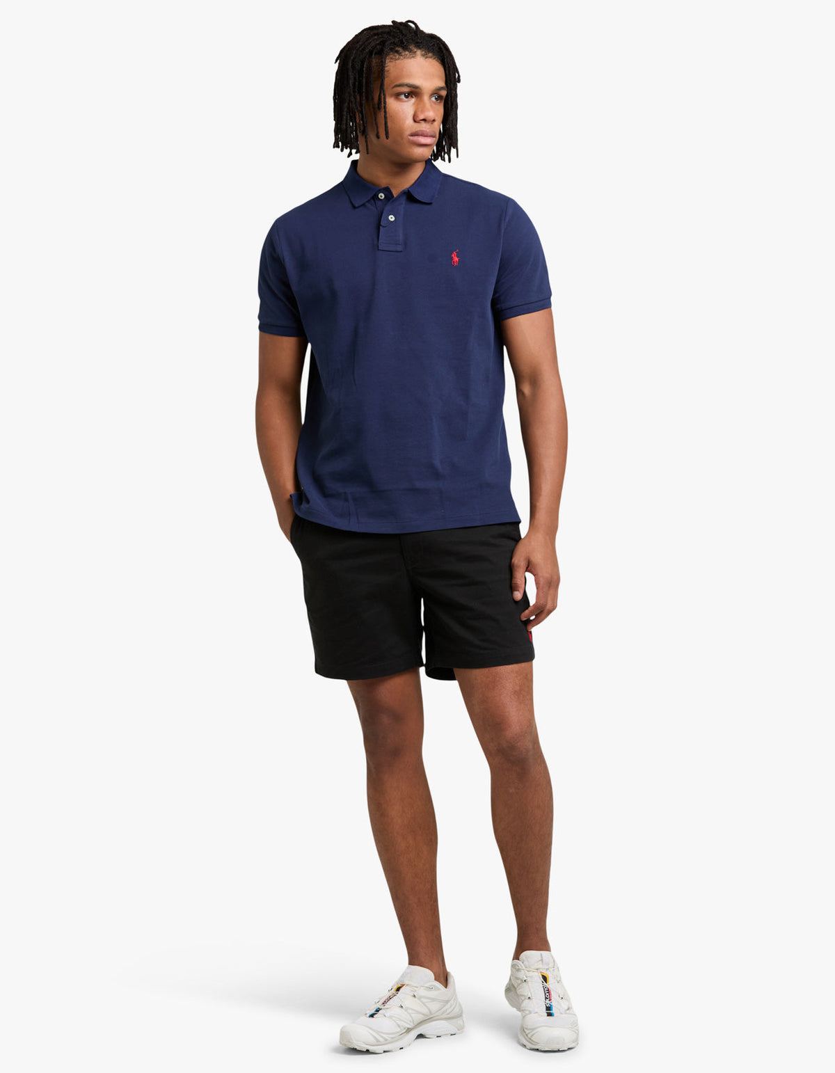 Polo de piqué manga corta corte slim azul marino