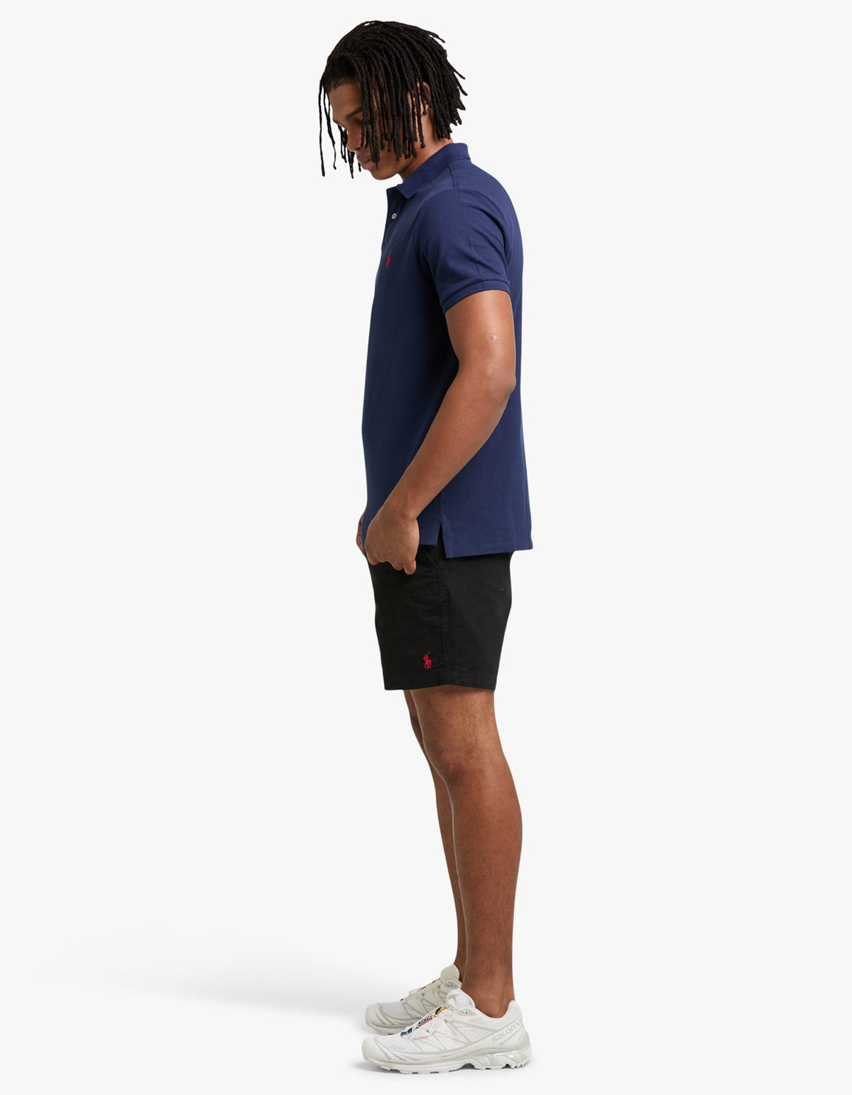 Polo de piqué manga corta corte slim azul marino