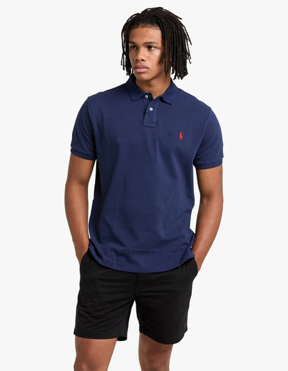 Polo de piqué manga corta corte slim azul marino