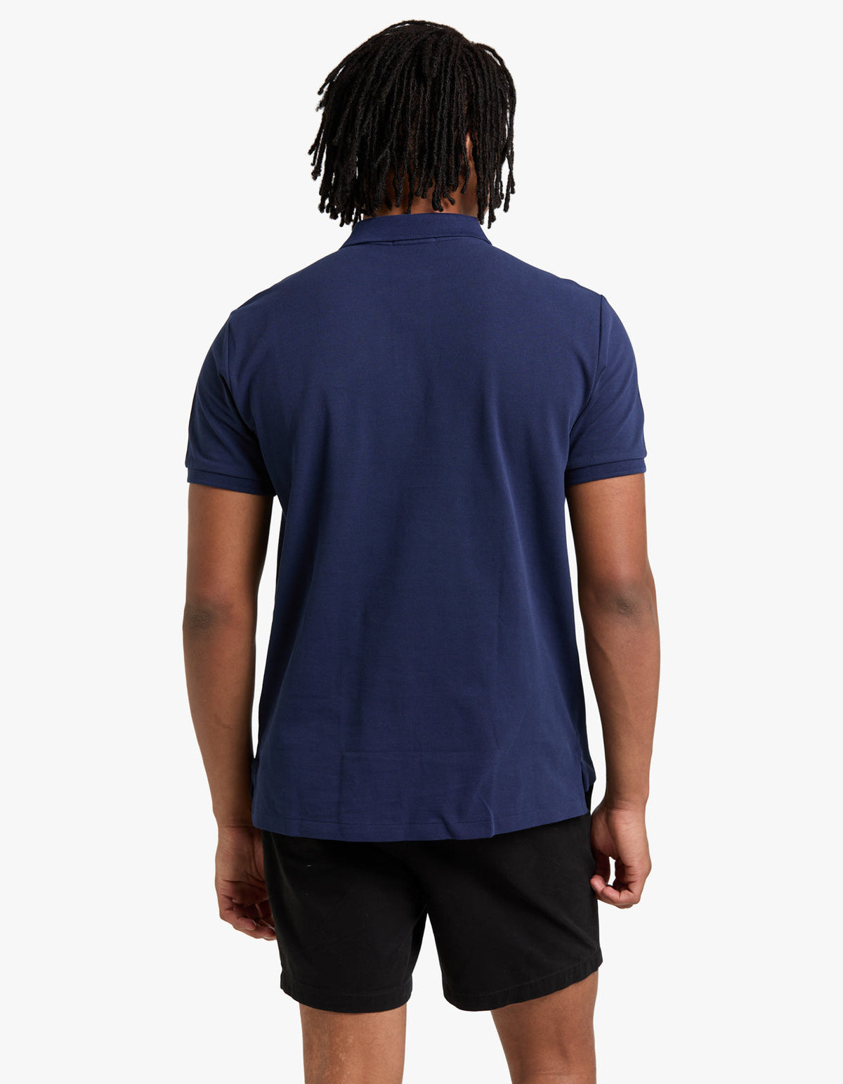 Polo de piqué manga corta corte slim azul marino