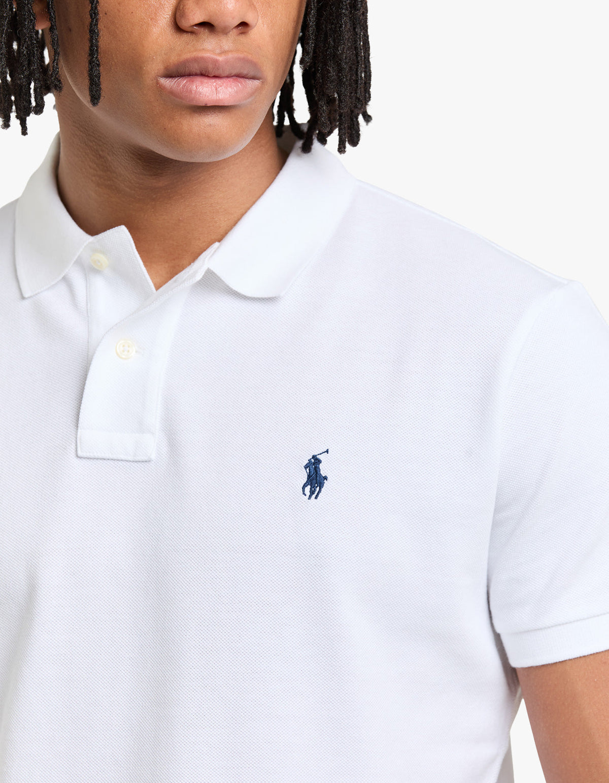 Polo de piqué manga corta corte slim blanco