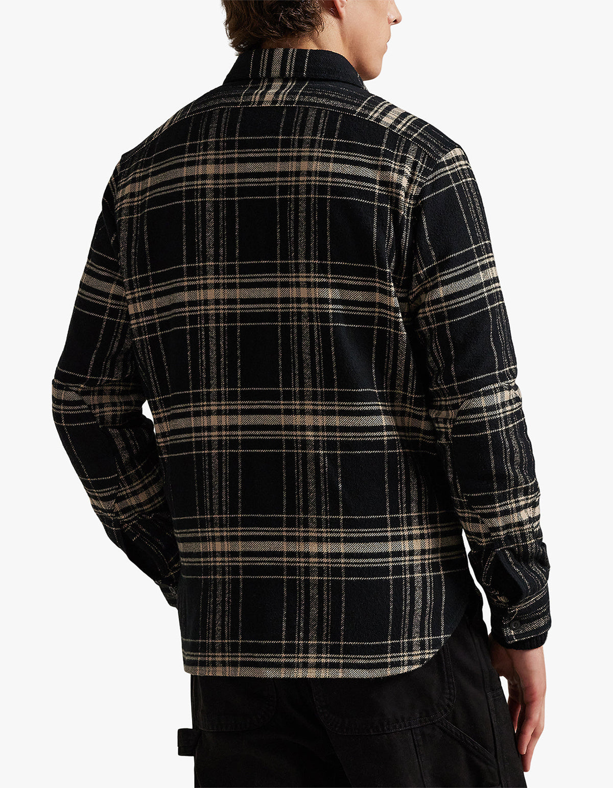 Camisa de franela a cuadros negro y crema